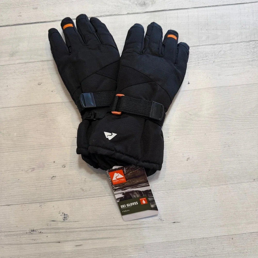 Ozark Trail boys‎ winter ski gloves black and orange L/XL NEW